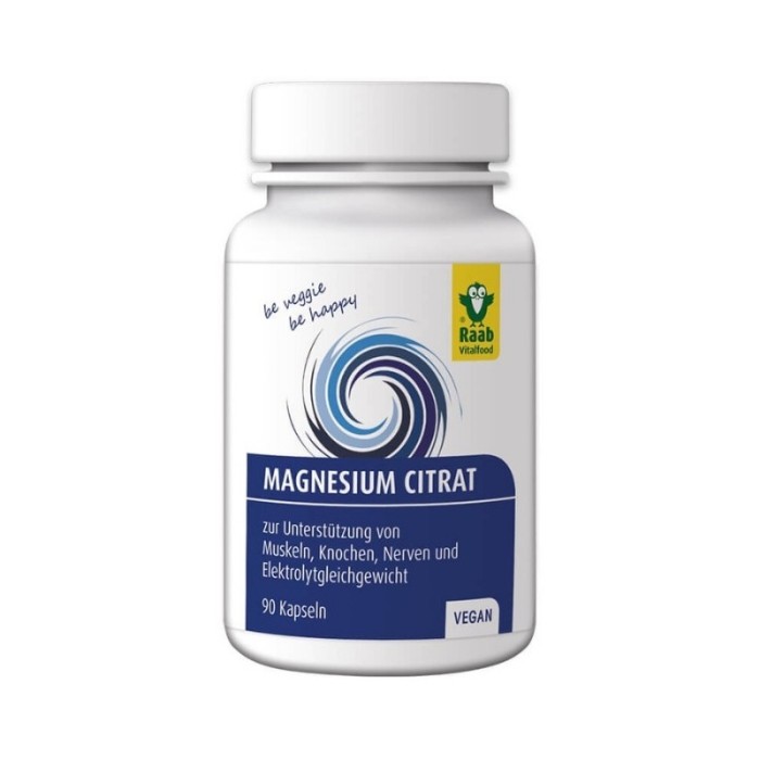 Citrat de magneziu 600mg, 90 capsule vegane RAAB Citrat de magneziu 600mg, 90 capsule vegane RAAB