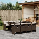 Cumpara ieftin Gossi set mobilier de gradina cu perne, 9 piese, maro, poliratan