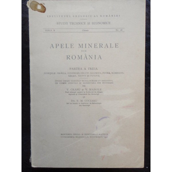 APELE MINERALE DIN ROMANIA - V. CRASU