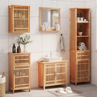 vidaXL Set mobilier de baie, 5 piese, lemn masiv de nuc foto