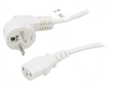 Cablu CEE 7/7 unghi, ştecăr IEC C13 mamă PVC 3m alb, Goobay