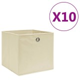 Cumpara ieftin Cutii depozitare, 10 buc., crem, 28x28x28 cm, textil netesut