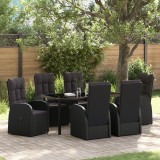 VidaXL Set de Masă de Grădină cu 7 Piese cu Perne Ratan Sintetic Negru