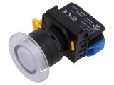 Comutator alb acționat prin apăsare 22mm 2 NO stabilizator de poziție