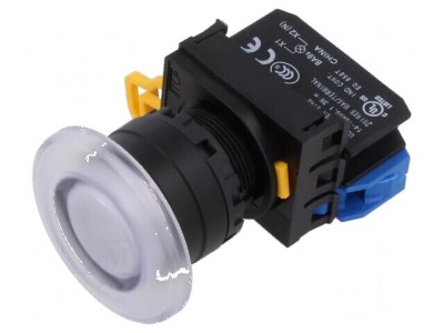 Comutator alb acționat prin apăsare 22mm 2 NO stabilizator de poziție foto