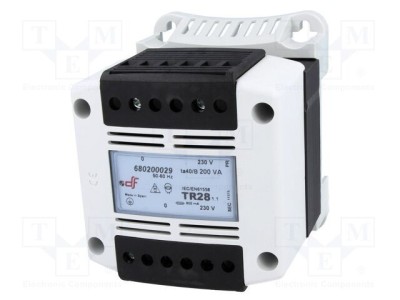 Transformator DF ELECTRIC 200VA 230VAC pentru şină DIN foto