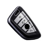 Husa Cheie Smartkey BMW 3 4 Butoane, Seria G, Tpu, Aspect Piele, Silver