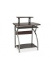 Birou calculator SL B07, polita glisanta tastatura, rafturi, structura metalica, MDF, 74x55x95 cm, maro inchis