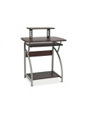 Birou calculator SL B07, polita glisanta tastatura, rafturi, structura metalica, MDF, 74x55x95 cm, maro inchis
