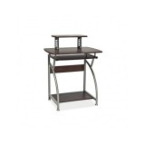 Birou calculator SL B07, polita glisanta tastatura, rafturi, structura metalica, MDF, 74x55x95 cm, maro inchis