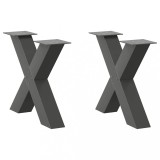 VidaXL Picioare pentru măsuță de cafea &icirc;n formă de X, 2 buc., antracit, 50x(42-43) cm, oțel