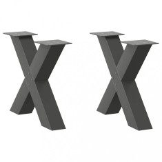 vidaXL Picioare pentru măsuță de cafea &icirc;n formă de X, 2 buc., antracit, 50x(42-43) cm, oțel 4012958