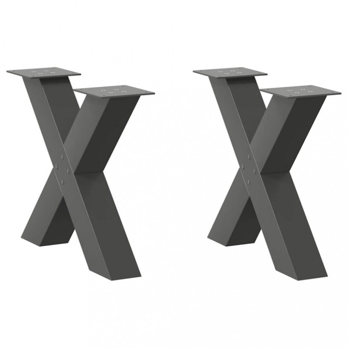 Gossi picioare pentru masuta cafea in forma de x 2 buc antracit otel