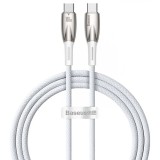 CABLU alimentare si date Baseus Glimmer, Fast Charging Data Cable pt. smartphone, USB Type-C la USB Type-C 100W, 1m, alb &quot;CADH000702&quot; (timbru verde 0.