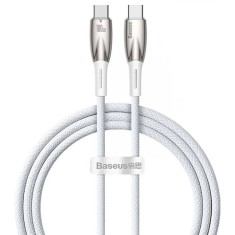 CABLU alimentare si date Baseus Glimmer, Fast Charging Data Cable pt. smartphone, USB Type-C la USB Type-C 100W, 1m, alb &quot;CADH000702&quot; (timbru verde 0.