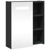 Cumpara ieftin Dulap cu oglinda de baie cu LED, negru, 45x13x52 cm