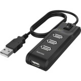 Hub USB Hama 200118, 4 porturi, USB 2.0, Negru