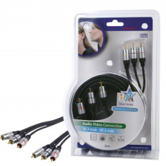 Cablu Profesional 3x RCA tata - 3x RCA tata 5m dublu ecranat HQ