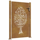 Cumpara ieftin Poarta pentru gradina, 105x130 cm, otel corten, model copac