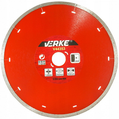 Disc diamantat pentru beton 250X30X1.6 mm V44353 Verke foto