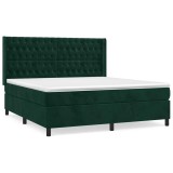 Cumpara ieftin Pat box spring cu saltea, verde inchis, 180x200 cm, catifea