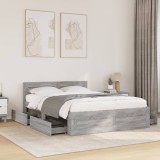 VidaXL Cadru de pat cu tăblie gri sonoma 120x200 cm lemn prelucrat