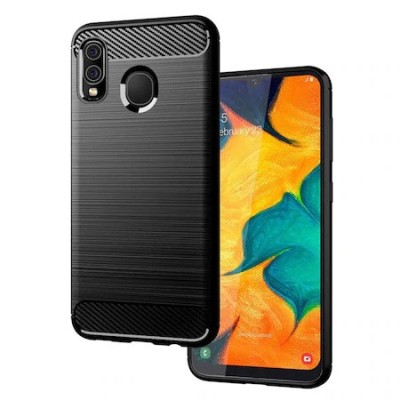 Husa Carbon Samsung Galaxy A40 A405 SM-A405F + folie sticla + stylus foto