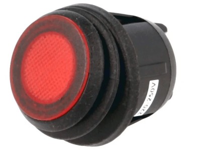 Intrerupator ROCKER DPST Poz 2 OFF-ON cu retinere 20A/12VDC LED rosu IP65 SCI R13-244B8-02-BBR foto