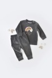 Set Curcubeu cu bluzita cu maneca lunga si pantaloni lungi din 80%bumbac organic si 20% poliester - Antracit, BabyCosy (Marime: