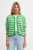 American Vintage cardigan din amestec de l&acirc;nă GILET ML COL ROND culoarea verde, VITO19E