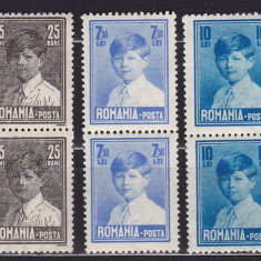 ROMANIA 1928 LP 79 REGELE MIHAI FORMAT MARE CU FILIGAN UZUALE PERECHE SERII MNH