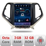 Navigatie Tesla Jeep Cherokee 2016-2020, 4G, CarPlay, Android Auto, 3GB+32GB