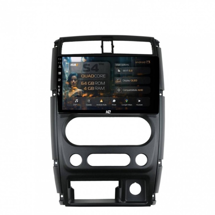 Navigatie Suzuki Jimny (2005+) 4GB RAM Android 13 Quadcore DSP GPS Wi-FI Carplay Android Auto USB Bluetooth Waze Touchscreen 9 inch
