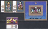 Seychelles 1979 - Crăciun - Vitralii, Serie + Colita, MNH
