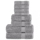 VidaXL Set de prosoape premium SOLUND, 8 piese, gri, 600 g/m&sup2;