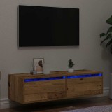 Gossi comoda tv cu lumini led, lemn vechi, 100x35,5x25 cm