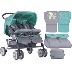 Carucior Gemeni Twin 2018 Grey &amp;amp; Green Bunnies foto