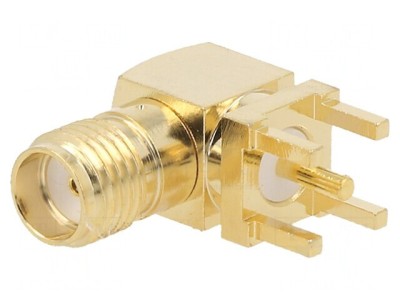 Soclu SMA 90&amp;deg; PTFE Aurit pentru PCB foto