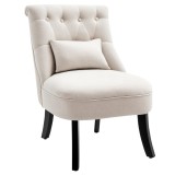 HOMCOM Fotoliu moale cu perna pentru spate, pentru citit si odihna, material textil in aspect de in, 52,5 x 69 x 77 cm, Alb crem | Aosom Romania