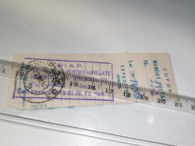 CUPON VECHI MANDAT POSTAL / STAMPILA PIATA SCANTEII foto