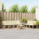 vidaXL Set de canapele de exterior cu pernă 8 pcs Alb și crem 3389272