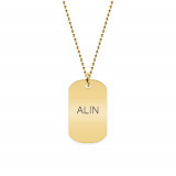 Freedom - Colier din argint 925 placat cu aur galben 24K dog tag personalizat