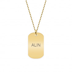 Freedom - Colier din argint 925 placat cu aur galben 24K dog tag personalizat