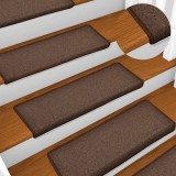 Gossi covorase pentru scari, 15 buc., 65x21x4 cm, maro, cu margini dreptunghiulare