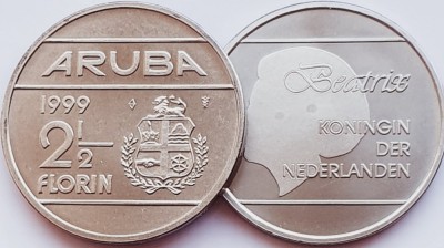 2355 Aruba 2&amp;frac12; Florin 1999 Beatrix tiraj 7.000 km 6 UNC foto