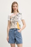 Desigual tricou COLLECTION femei, culoarea alb, 25SWTKAC