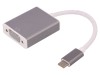 Cablu Adaptor QOLTEC USB-C la D-Sub 15pin HD, USB 3.1, 0.19m, Carcasa Aluminiu, Argintiu