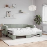 Cumpara ieftin Pat de zi cu extensie, gri deschis, 90x200 cm, catifea