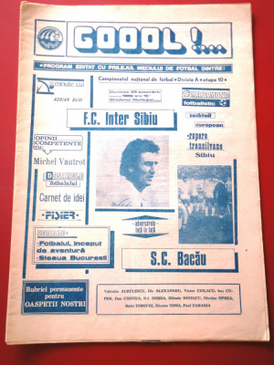 Program meci fotbal FC INTER SIBIU - SC BACAU (29.10.1989) foto