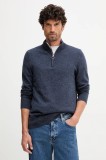 Barbour pulover de l&acirc;nă WATERBURY culoarea bleumarin, cu turtleneck, MKN1663